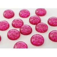 10 x Sparkling Magenta Cabochons 8mm