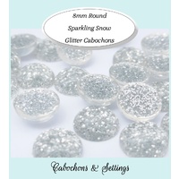 10 x Sparkling Snow Cabochons 8mm