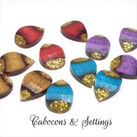 10 x 11.7mm Glitter Petals - Flatback Cabochons