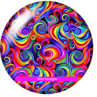 25mm - Miss Squiggle Round Decorative Glass Cabochon - Single