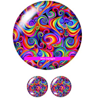 Set - Miss Squiggle Round Decorative Glass Cabochons 