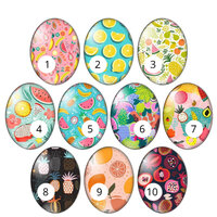 Fruit Salad - Oval Decorative Glass 30mm x 40mm  Cabochons