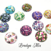 Londyn Collection - 5 Pairs of Glass Cabochons 10mm, 12mm, 14mm