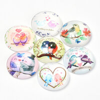 Lovebirds - 10 x Glass Cabochons 10mm, 12mm