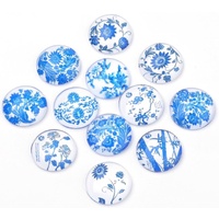 Precious Blue - 10 x Glass Cabochons 10mm, 12mm, 14mm, 16mm