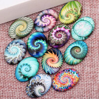 17mm x 25mm Fractals - Oval Decorative Glass
