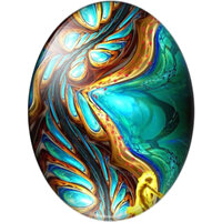 30mm x 40mm Spiral Fractals - Oval Decorative Glass - More