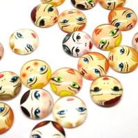Dolls Faces - 5 Pairs of Glass Cabochons 10mm