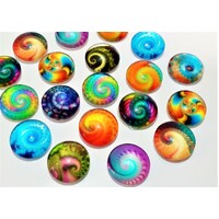 Fractals - 5 Pairs of Glass Cabochons 10mm