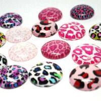 Pink Animals - 10 x Glass Cabochons 10mm