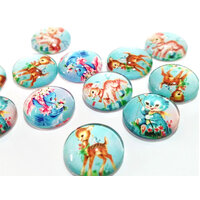 Sweet Animals - 5 Pairs of Glass Cabochons 10mm