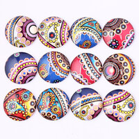 Tribal #1 -10 x Glass Cabochons 12mm
