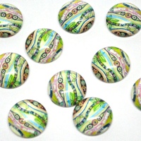 Beachside - 10 x Glass Cabochons 12mm