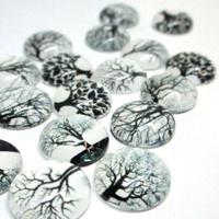 Black Forest - 5 Pairs of Glass Cabochons 12mm