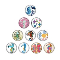 Bouncing Seahorse - 10 x Glass Cabochons 12mm