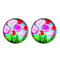 10 x 12mm Floral Breeze Decorative Glass Flatback Cabochons
