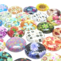 Floral - 10 x Glass Cabochons 12mm