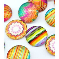 Hippie Vibes - 10 x Glass Cabochons 12mm