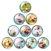 Ladybird Beetles - 10 x Glass Cabochons 12mm Ladybug Lady Bird
