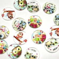 Little Owls - 10 x Glass Cabochons 12mm