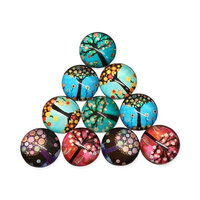 Love Tree - 10 x Glass Cabochons 12mm
