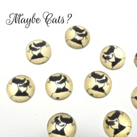 Maybe Cats? - 10 x Glass Cabochons 12mm