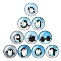 Penguin Fun - 10 x Glass Cabochons 12mm