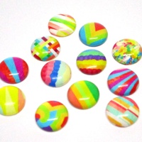 Rainbow - 10 x Glass Cabochons 12mm