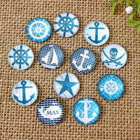 Sailor Blue - 10 x Glass Cabochons 12mm