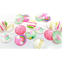 Summer - 10 x Glass Cabochons 12mm