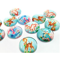 Sweet Animals - 5 Pairs of Glass Cabochons 12mm