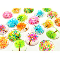 Trees- 10 x Glass Cabochons 12mm
