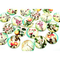 Wild Flora- 10 x Glass Cabochons 12mm