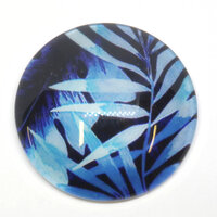 1 x 30mm Decorative Glass - Blue Fronds