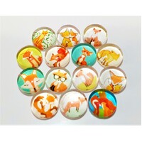 Foxes - 5 Pairs of Glass Cabochons 8mm