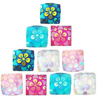 10 x Floral Jazz Square 10mm  - 5 Colours  - Pretty Resin Cabochons