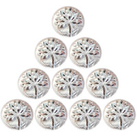 10 x Floral Facet Round 12mm  - Silver - Pretty Resin Cabochons