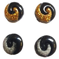 12mm Glitter Swirl Cabochons - Gold or Silver