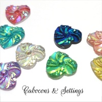 10 x 12mm Whirlpool Hearts - Flatback Cabochons