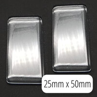 25mm x 50mm Rectangle Glass - Clear Magifying Cabochons