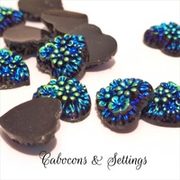 10 x 12mm Garden Hearts - Flatback Cabochons