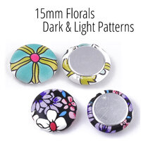 10 x 15mm Leather Look Cabochons - Floral Patterns
