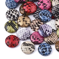 10 x 15mm Leather Look Cabochons - Python Snake Pattern