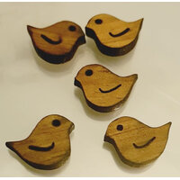 2 x Sweet Tweet Bird Cabochons - 15mm x 10mm Tassie Timber - 1 Pair