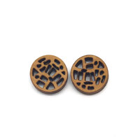 2 x Mosaic Cabochons - 13mm Timber - 1 Pair