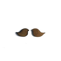 2 x Tiny Bird Cabochons - 6mm x 7mm Timber - 1 Pair