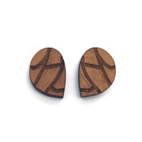 2 x Pebbles Cabochons - 15mm x 13mm Timber - 1 Pair