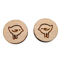 2 x 12mm Cabochons - 1 Pair - Little Birds - Eucalyptus