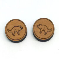 2 x Tas Devil Cabochons - 15mm x 5mm Myrtle Timber - 1 Pair