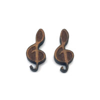 2 x Treble Cleff Cabochons - 18mm x 8mm Timber - 1 Pair